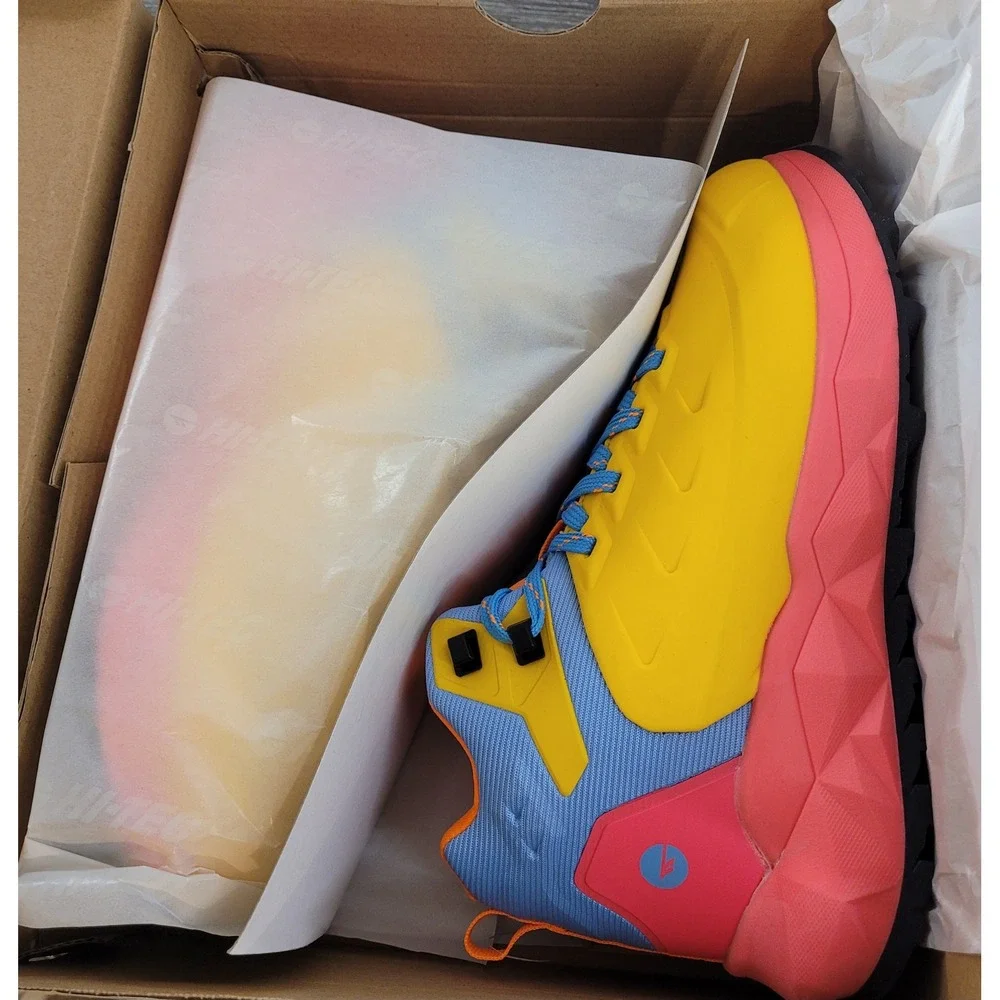 Hi-Tec Glade Mid Kids Hiking Boots Lemon Chrome Diva Pink CH80152S-YPM Size 5.5Y